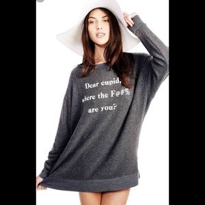 Wildfox “Dear Cupid” Grey Oversized Sweatshirt